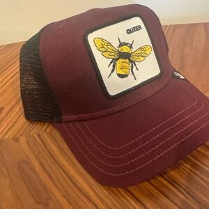 Burgundy Goorin Bros Trucker Hat with Bee Patch